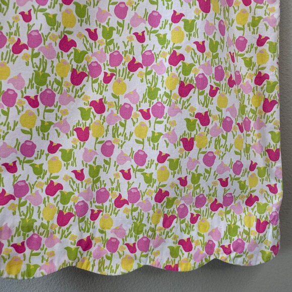 LILLY PULITZER Tulips Dress Girls 7 Scalloped Hem Sleeveless Floral Summer Shift - Picture 5 of 8